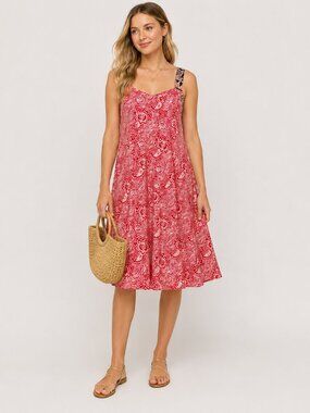Loco Lindo Pink Paisley Floral Sleeveless Midi Dress Women’s Size S Boho